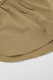 Casual Street Solid Color Lace Up Buttons Turndown Collar Long Sleeve Two Pieces