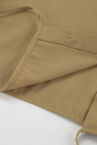 Casual Street Solid Color Lace Up Buttons Turndown Collar Long Sleeve Two Pieces