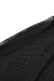 Sexy Solid Color Mesh Feather Hemline Velvet O Neck Wrapped Skirt Dresses