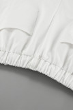 Casual Daily Solid Color Draw String Pocket Loose High Waist Wide Leg Solid Color Bottoms