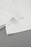 Casual Daily Solid Color Draw String Pocket Loose High Waist Wide Leg Solid Color Bottoms