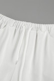 Casual Daily Solid Color Draw String Pocket Loose High Waist Wide Leg Solid Color Bottoms