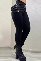 Casual Street Solid Color Adjustable Skinny High Waist Pencil Solid Color Bottoms