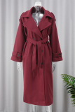 Casual Street Solid Color Pocket Lace Up Buttons Turndown Collar Outerwear