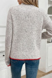 Casual Heart Shaped Patch Weave Half A Turtleneck Tops