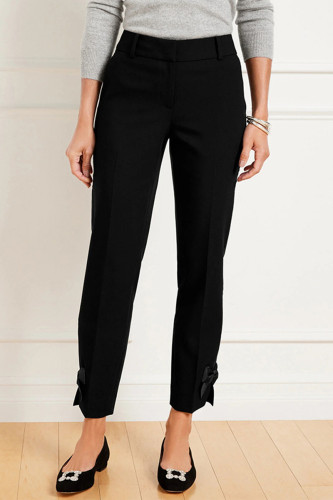 Casual Solid Color Bow Decor Straight High Waist Pencil Solid Color Bottoms