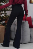 Elegant Solid Color Patchwork Ruched Regular High Waist Speaker Solid Color Bottoms