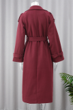 Casual Street Solid Color Pocket Lace Up Buttons Turndown Collar Outerwear