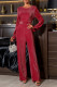 Sexy Solid Color Backless Sequined O Neck Straight Jumpsuits