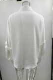 Casual Daily Solid Color Ruffle Turndown Collar Tops