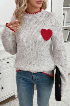 Casual Heart Shaped Patch Weave Half A Turtleneck Tops
