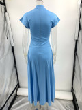 Elegant Solid Color Pocket Slit Zipper Half A Turtleneck Long Dresses