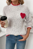 Casual Heart Shaped Patch Weave Half A Turtleneck Tops