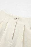 Casual Solid Color Pocket Buttons Ruched V Neck Long Sleeve Two Pieces