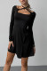 Sexy Solid Color Cross Straps Square Neck A Line Dresses