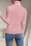 Casual Daily Solid Color Weave Texture Turtleneck Tops