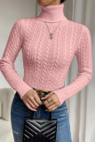 Casual Daily Solid Color Weave Texture Turtleneck Tops