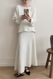 Elegant Solid Color Sequins Patchwork Sequined O Neck Long Sleeve Two Pieces