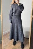 Elegant Solid Color Sequins Patchwork Sequined O Neck Long Sleeve Two Pieces