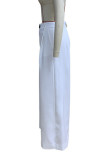 Casual Daily Solid Color Pocket Loose High Waist Straight Solid Color Bottoms(No waist belt)
