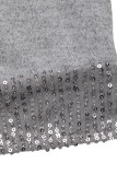 Casual Daily Solid Color Sequins Patchwork Sequined O Neck Wrapped Skirt Dresses