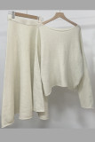 Elegant Solid Color Sequins Patchwork Sequined O Neck Long Sleeve Two Pieces