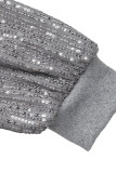 Casual Daily Solid Color Sequins Patchwork Sequined O Neck Wrapped Skirt Dresses