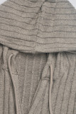 Casual Solid Color Draw String Buttons Potholes Hooded Tops