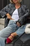 Casual Street Leopard Pocket Patchwork O Neck Outerwear