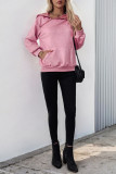 Casual Solid Color Pocket Zipper Zipper Collar Tops