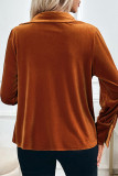 Casual Solid Color Ruched Velvet U Neck Tops