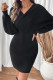 Elegant Solid Color Patchwork V Neck Wrapped Skirt Dresses