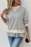 Casual Street Stripe Patchwork Contrast Half A Turtleneck Tops