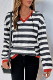 Casual Printed in imitation of sweater Draw String Pocket Hooded Tops