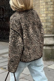 Casual Street Leopard Pocket Patchwork O Neck Outerwear