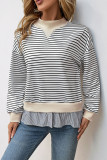 Casual Street Stripe Patchwork Contrast Half A Turtleneck Tops