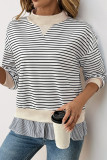 Casual Street Stripe Patchwork Contrast Half A Turtleneck Tops