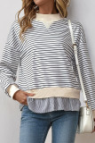 Casual Street Stripe Patchwork Contrast Half A Turtleneck Tops