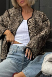 Casual Street Leopard Pocket Patchwork O Neck Outerwear