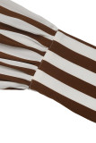 Casual Stripe Buttons Contrast O Neck Tops