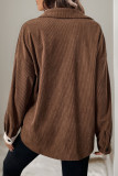 Casual Solid Color Pocket Patchwork Contrast Turndown Collar Tops