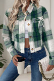 Casual Plaid Pocket Bow Decor Contrast Turndown Collar Outerwear