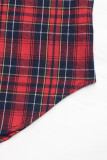 Daily Plaid Buttons Contrast Turndown Collar Tops