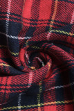 Daily Plaid Buttons Contrast Turndown Collar Tops