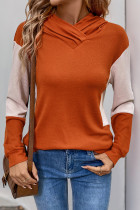 Casual Colorblock Patchwork Contrast Hooded Tops