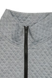 Casual Daily Solid Color Pocket Zipper Texture Turndown Collar Tops