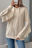 Casual Solid Color Draw String Ruffle Hooded Tops