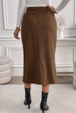 Elegant Solid Color Pocket Slit Regular High Waist Straight Solid Color Bottoms