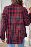Daily Plaid Buttons Contrast Turndown Collar Tops