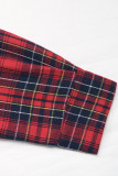 Daily Plaid Buttons Contrast Turndown Collar Tops